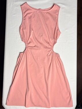 Pink Rayon Mini Dress, Side Cutouts- M